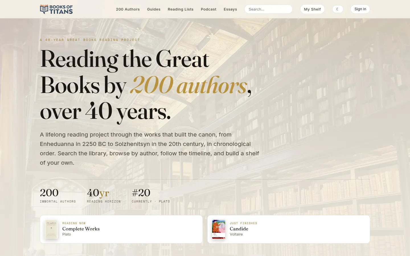 Books of Titans website home page