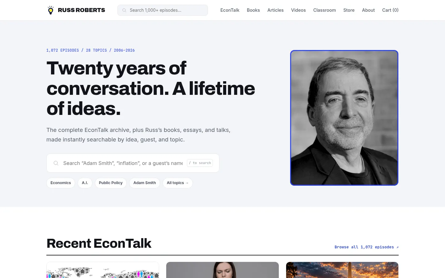 Russ Roberts website home page